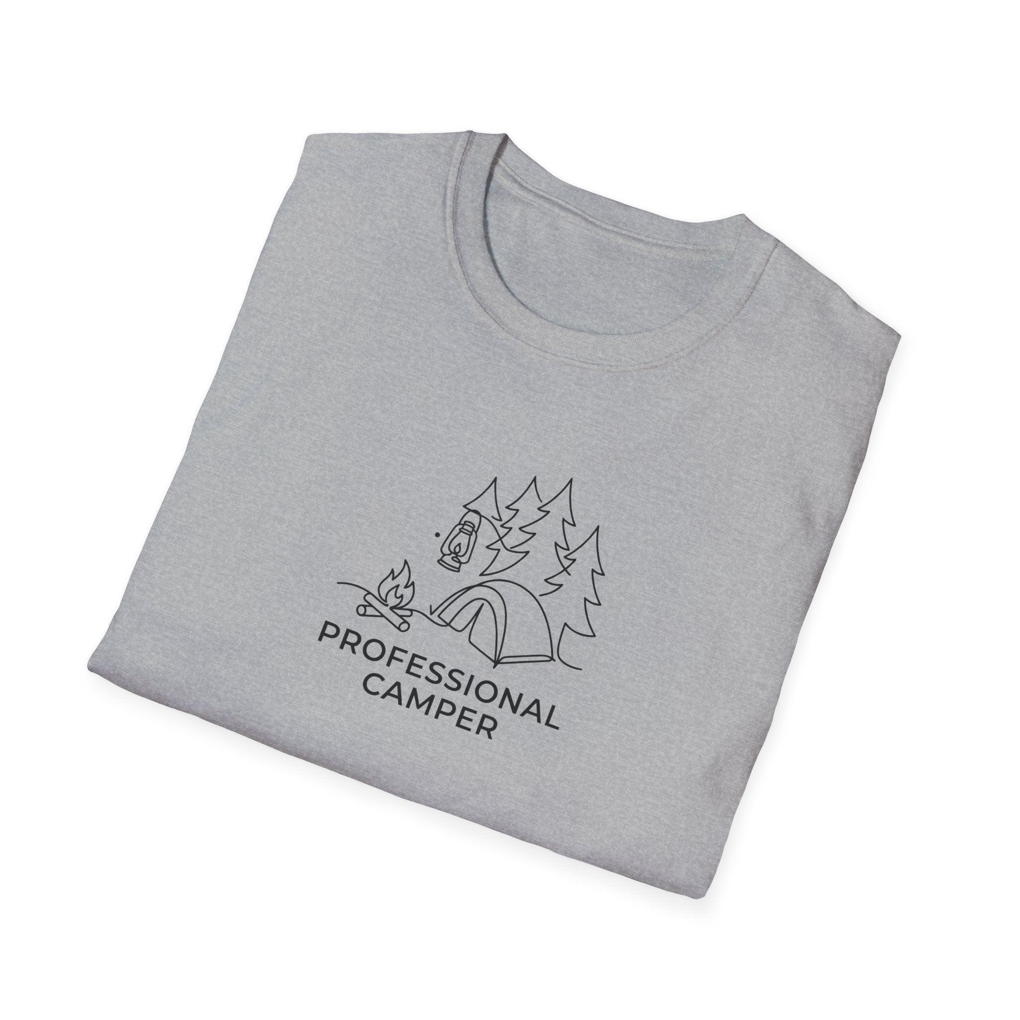Professional Camper T-Shirt | Minimal Line Art Camping Design