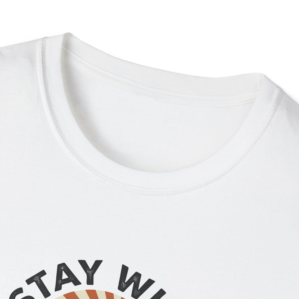 Stay Wild PNW T-Shirt | Mountain Sunset, Pine Trees, River Road