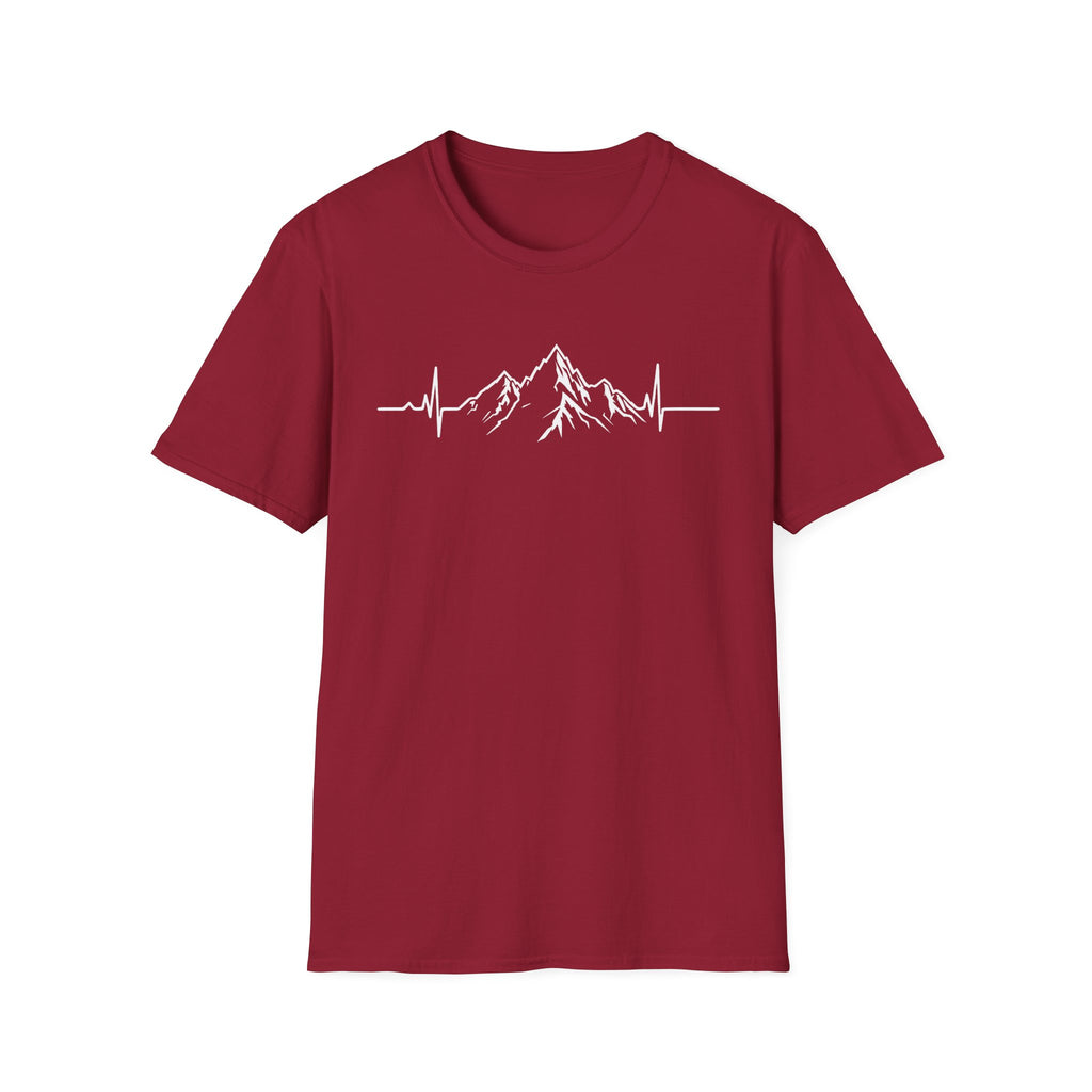 Mountain Heartbeat T-Shirt — Minimalist Mountain ECG Tee for Hikers & Outdoor Lovers