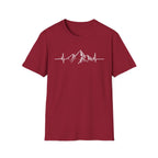 Mountain Heartbeat T-Shirt — Minimalist Mountain ECG Tee for Hikers & Outdoor Lovers