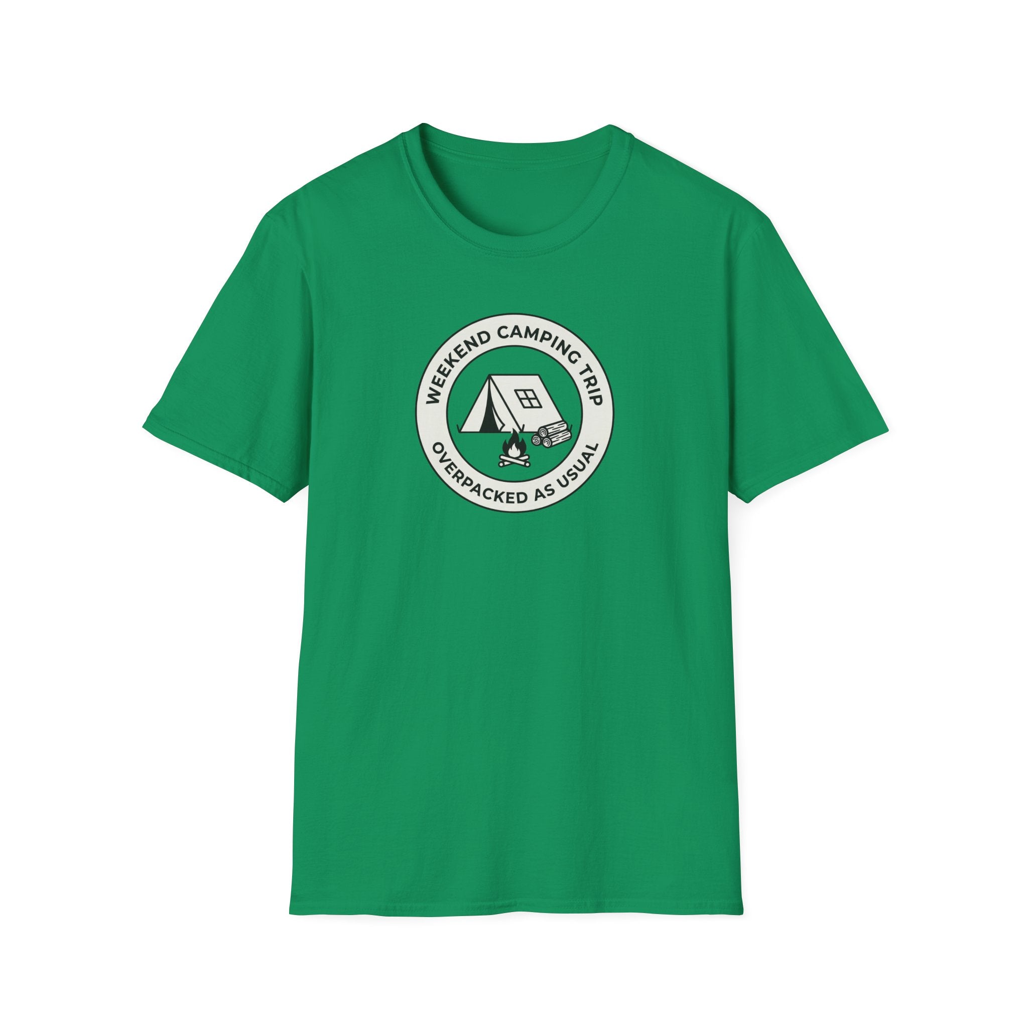 Weekend Camping Trip Overpacked As Usual T-Shirt | Camping Badge Tee