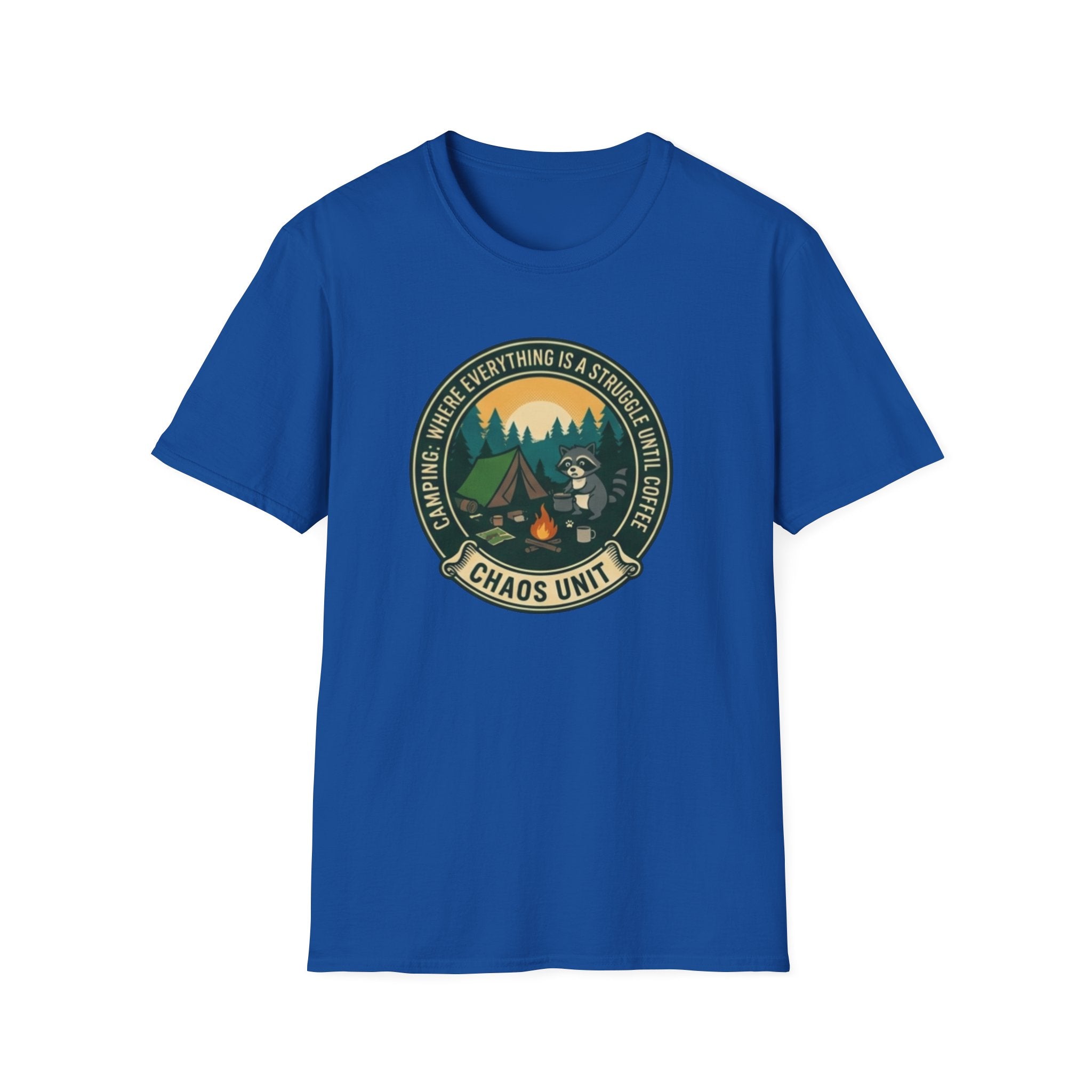 Camping Coffee Bear Chaos Unit T-Shirt | Campfire Woods Graphic