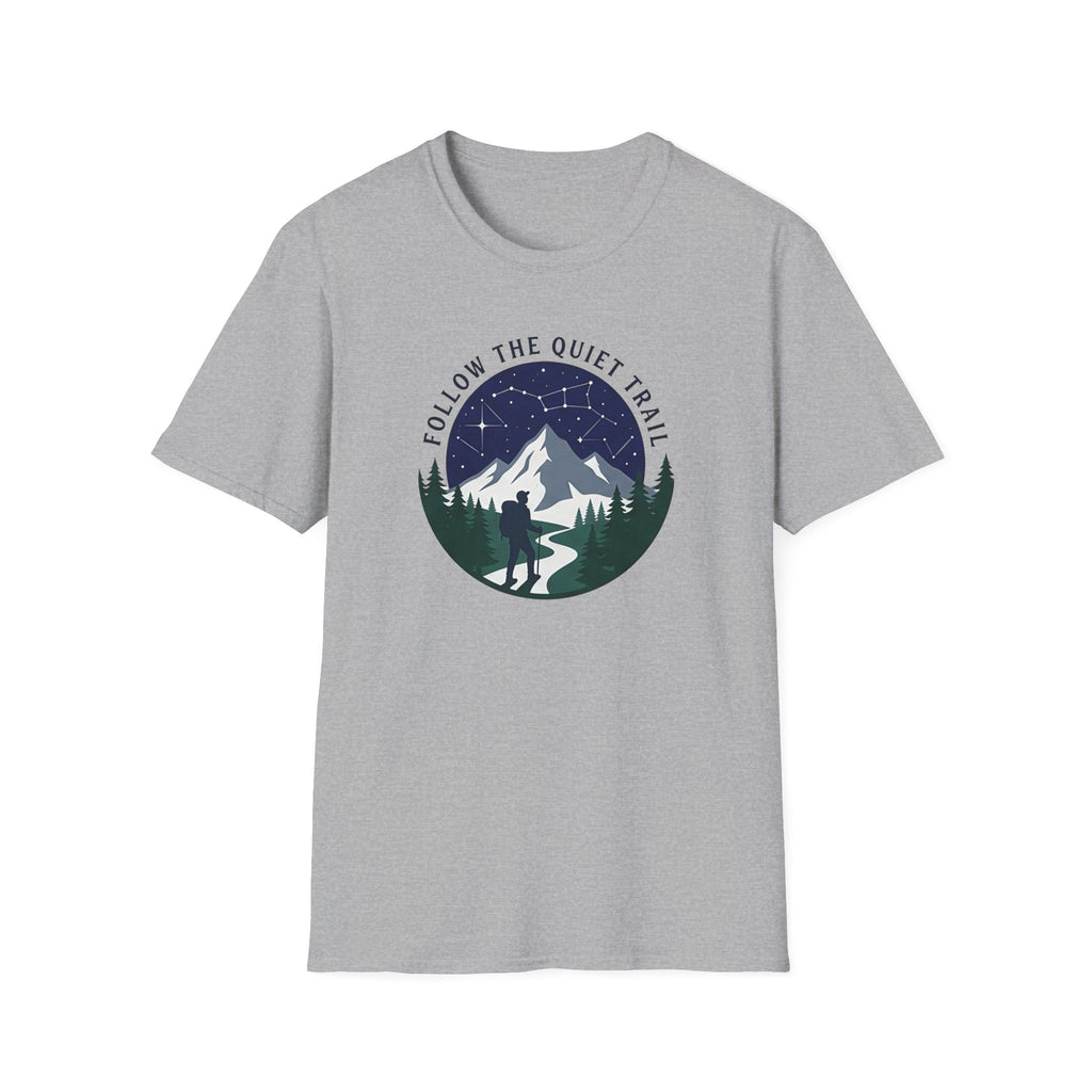 Follow The Quiet Trail Hiking T Shirt | Mountain Night Sky