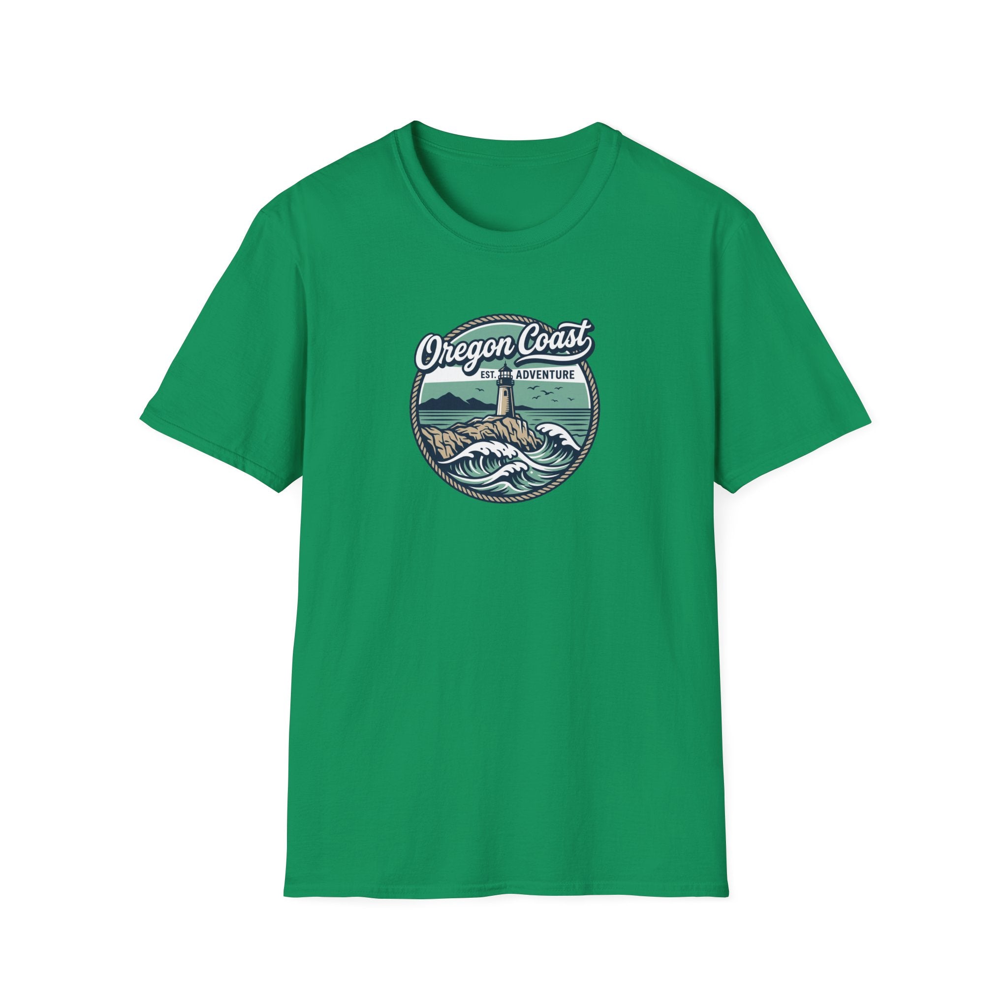 Oregon Coast Lighthouse Waves T-Shirt | Coastal Sunset Badge