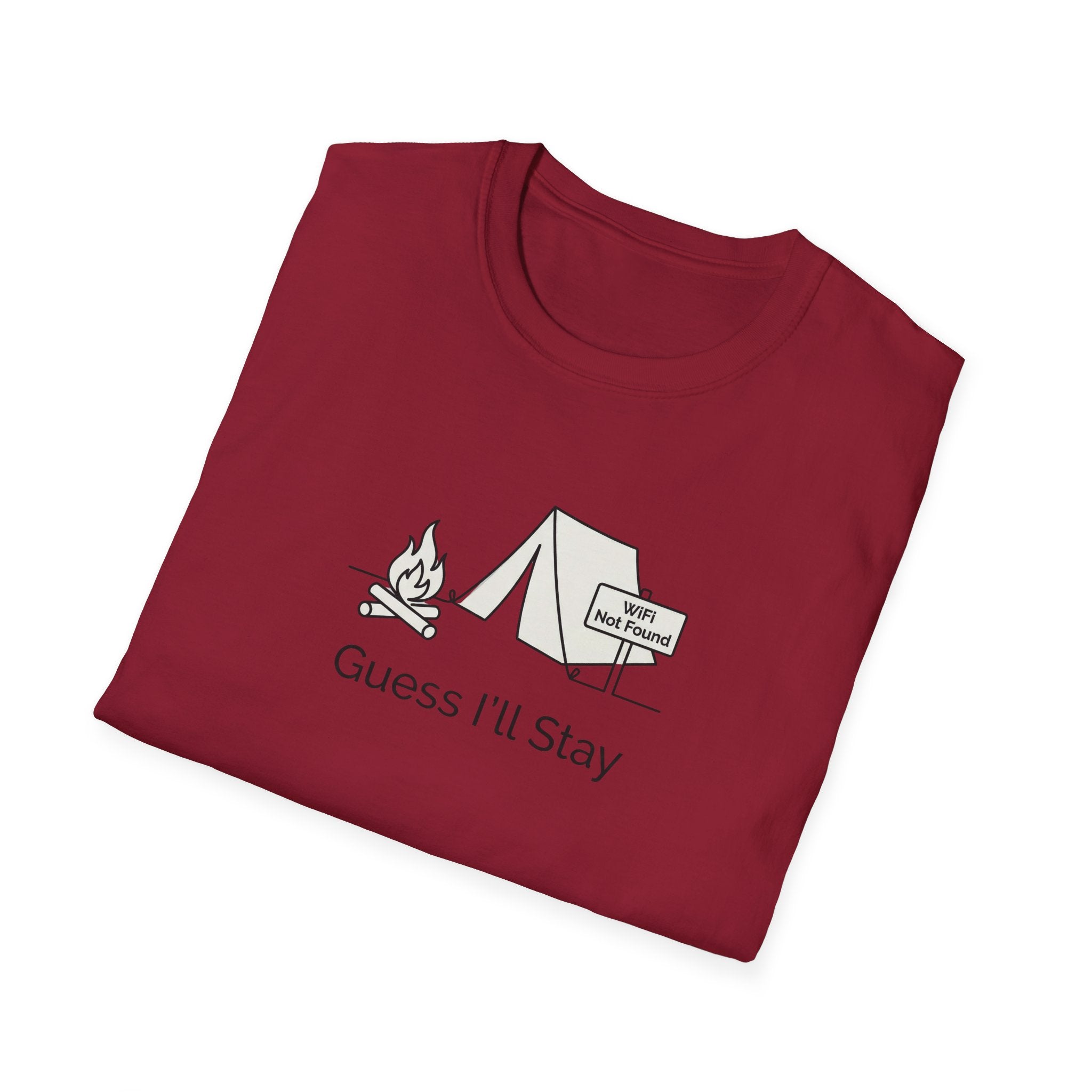 Guess Ill Stay camping tee | Tent and campfire graphic T-Shirt