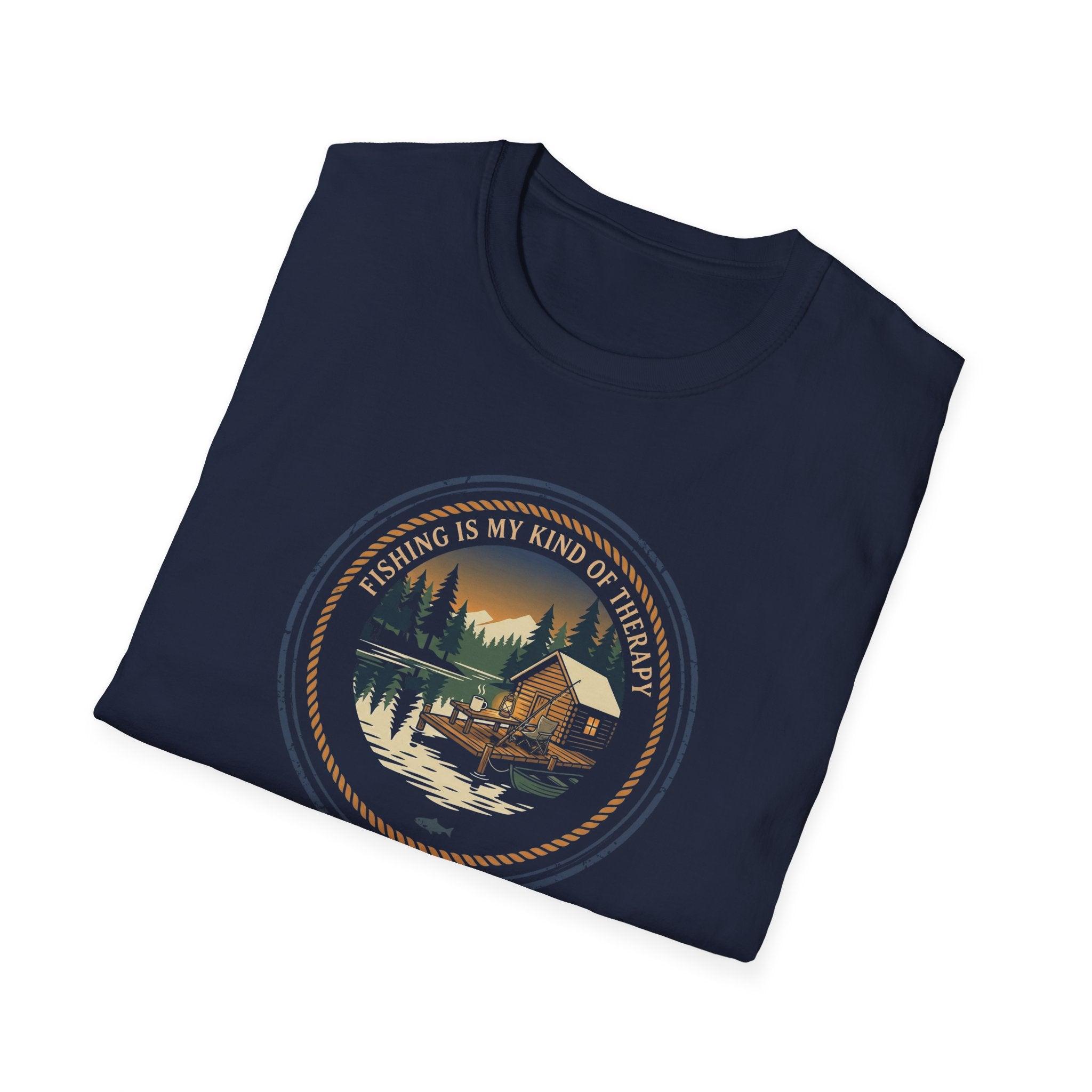 Fishing Is My Kind Of Therapy T-Shirt | Cabin Lakeside Fishing Design