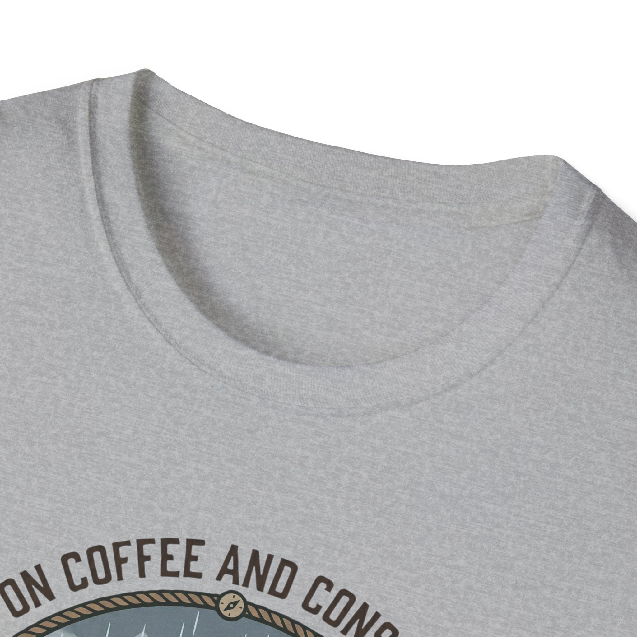 Cozy Camping Coffee Scene T-Shirt | Mountain Mug, Rainy Forest Illustration