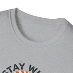 Stay Wild PNW T-Shirt | Mountain Sunset, Pine Trees, River Road