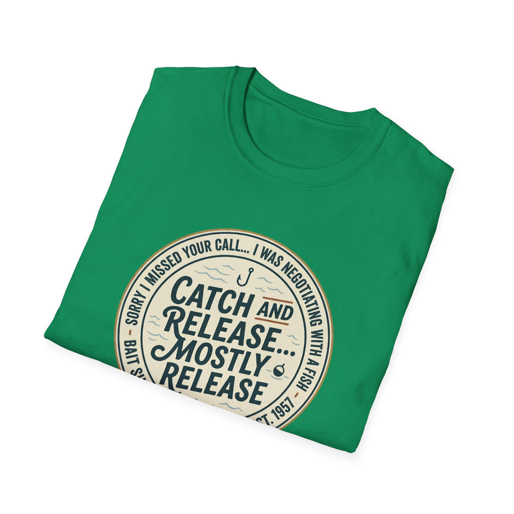 Catch and Release Mostly Release T-Shirt | Fishing Lake Tahoe Badge
