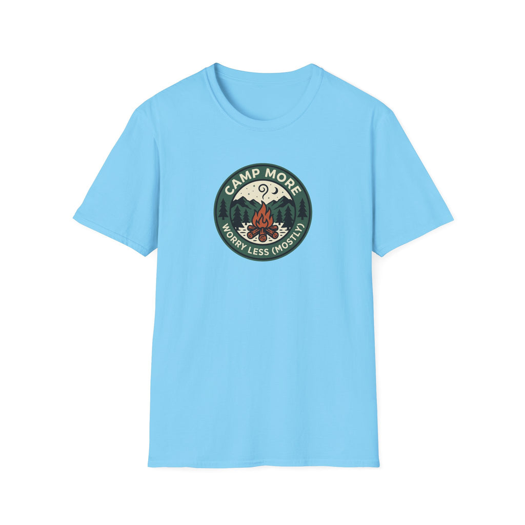 Camp More Campfire Badge T-Shirt | Outdoor Camping Graphic
