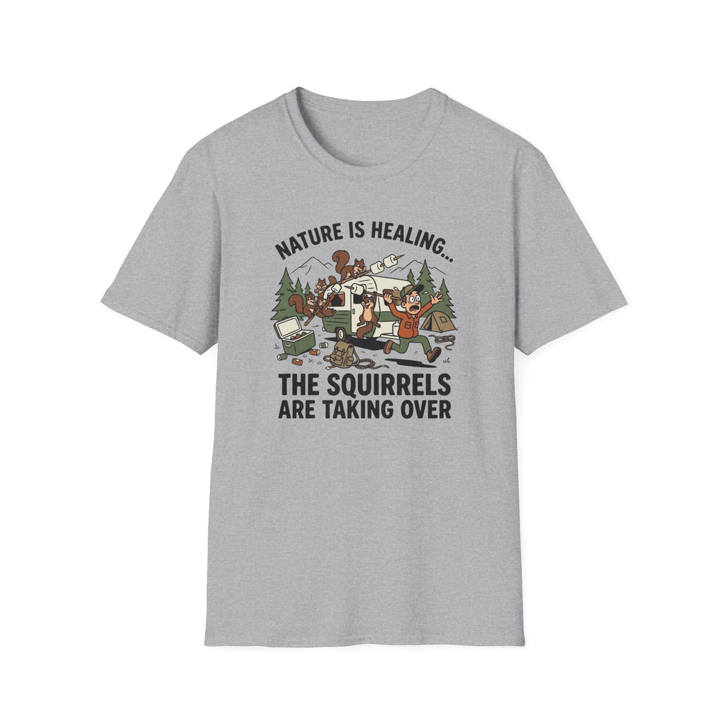 Nature Is Healing The Squirrels Are Taking Over T-Shirt | Squirrel Forest Illustration