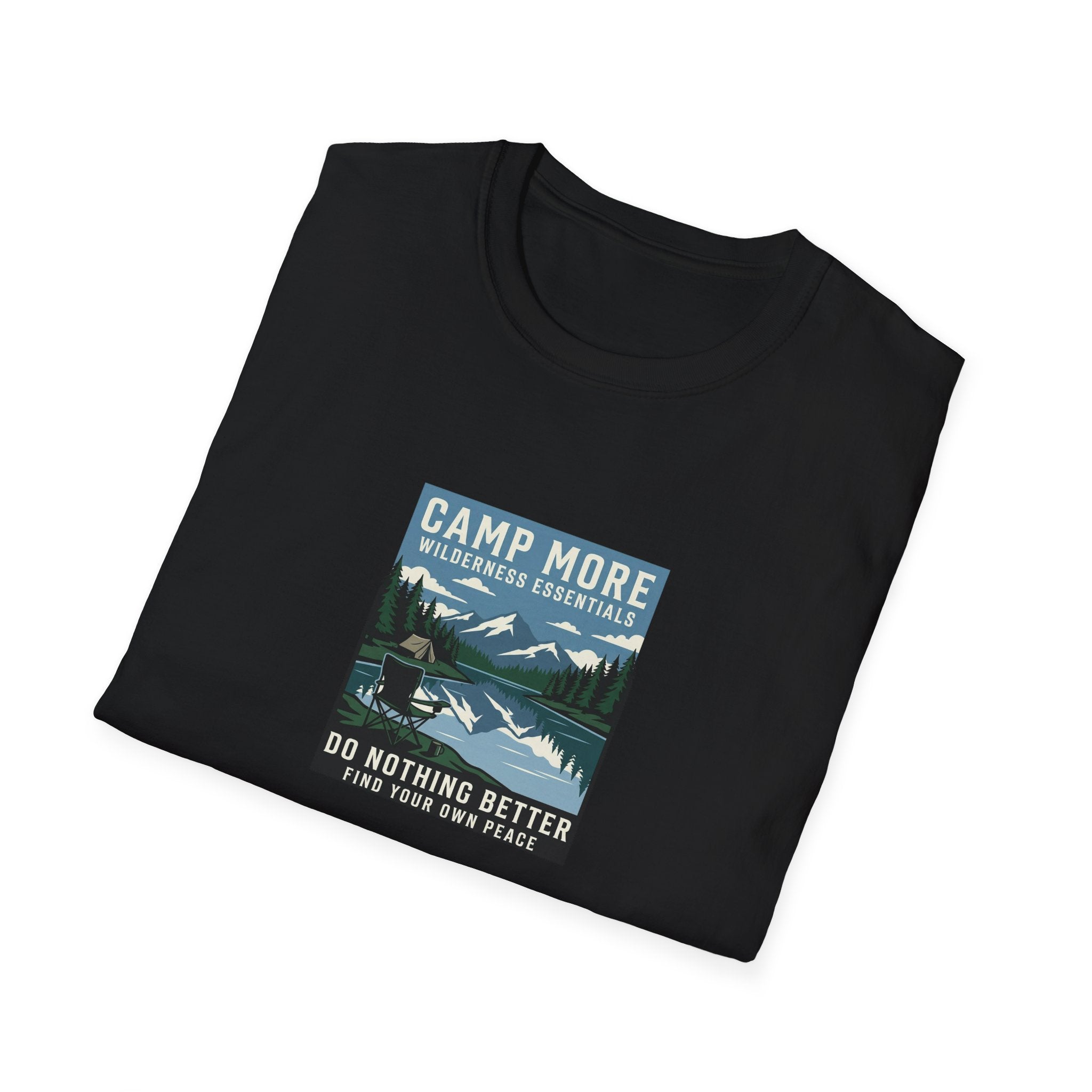 Camp More Wilderness Camping T-Shirt | Lake Mountain Poster Design