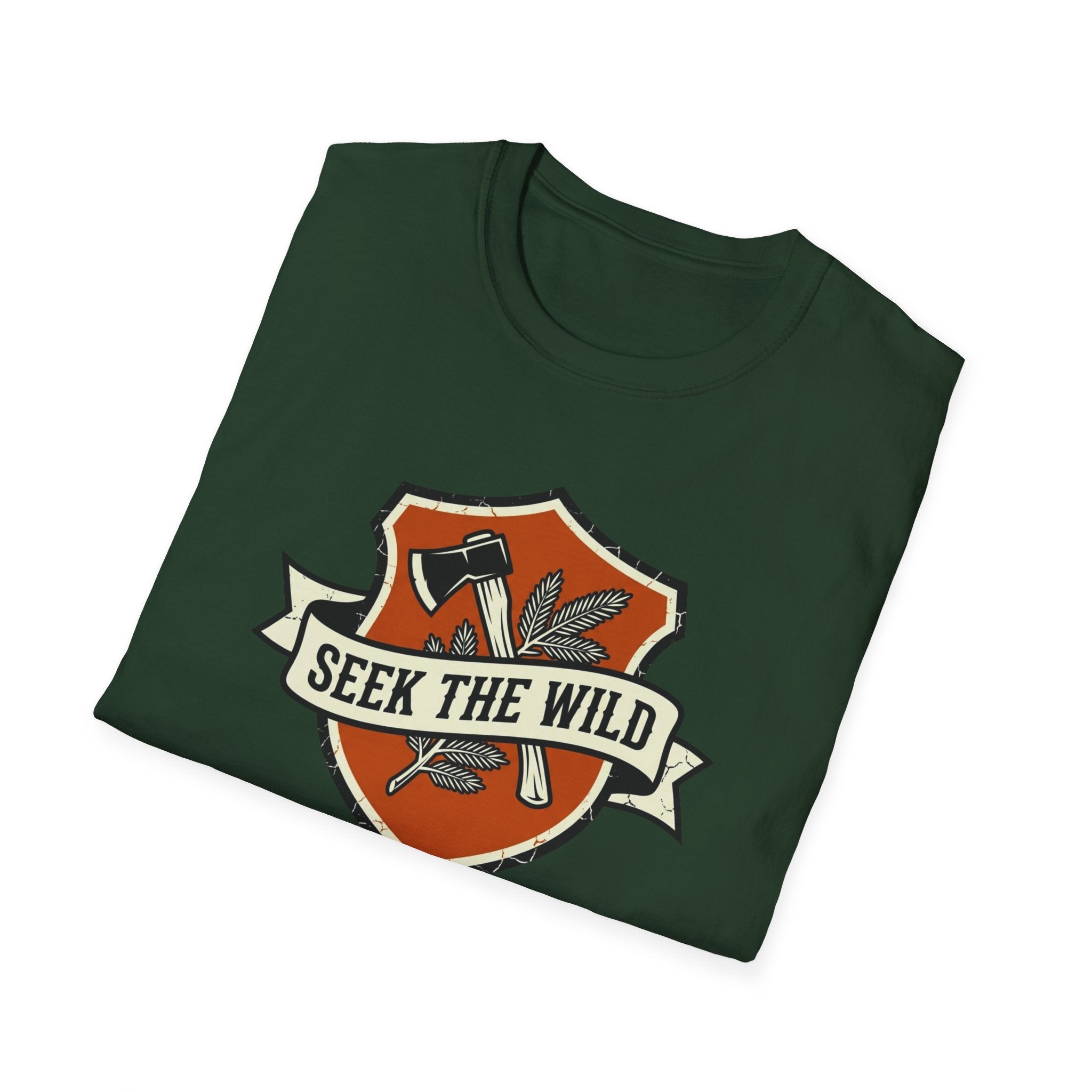 Seek The Wild emblem T-shirt | outdoor adventure badge design