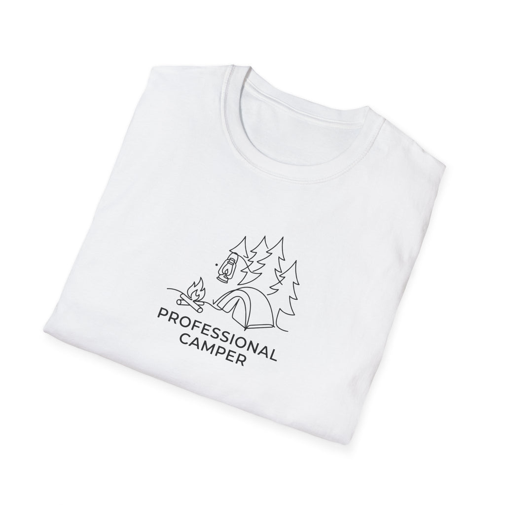 Professional Camper T-Shirt | Minimal Line Art Camping Design