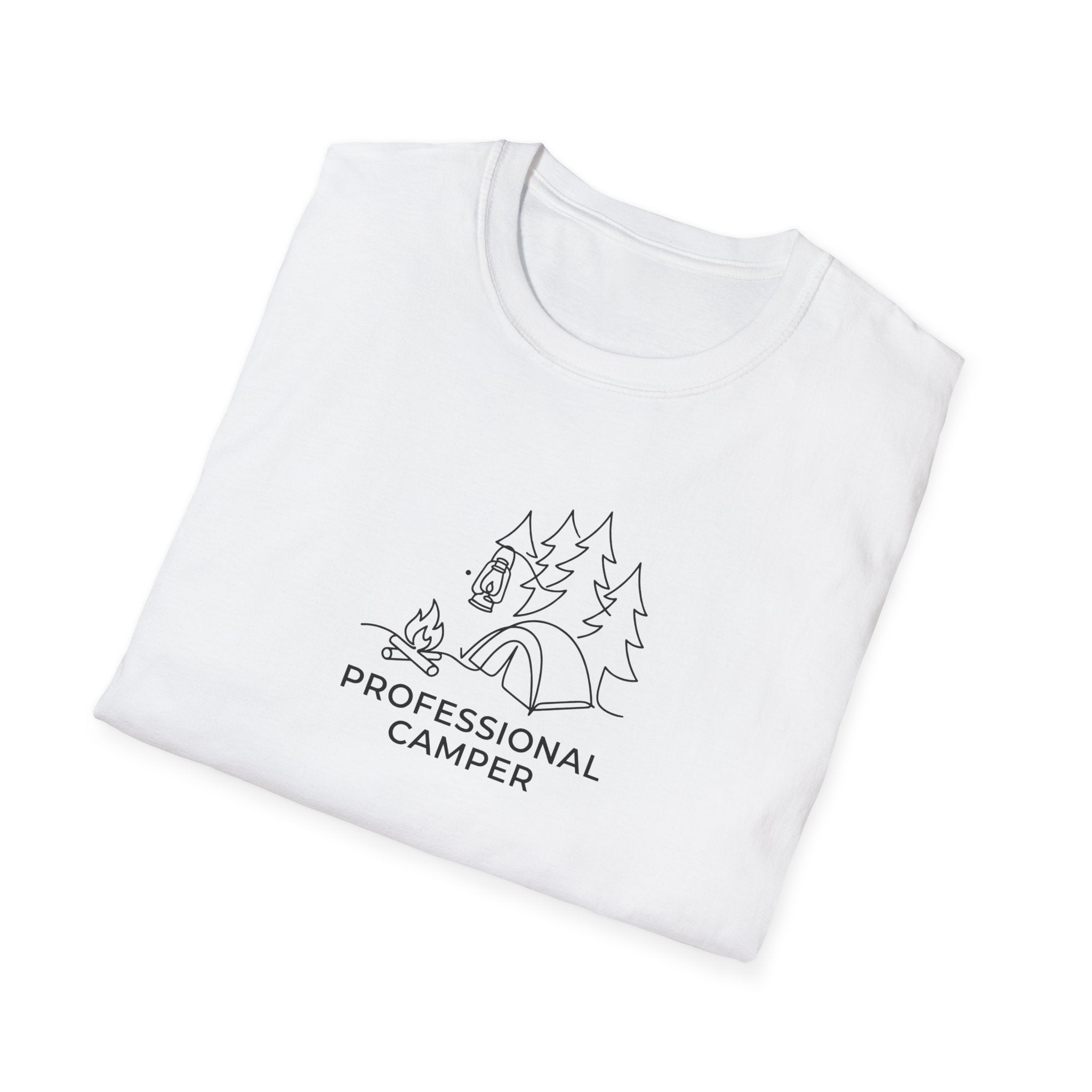 Professional Camper T-Shirt | Minimal Line Art Camping Design