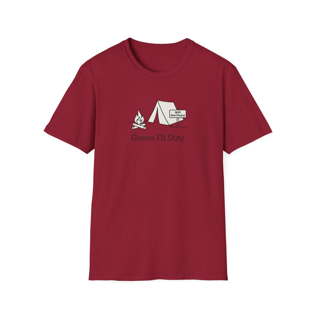 Guess Ill Stay camping tee | Tent and campfire graphic T-Shirt
