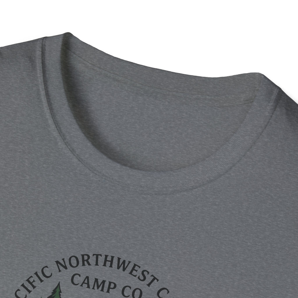 Campwood Trees Tent Graphic T-Shirt | Mountain Camping Logo, EST 1987