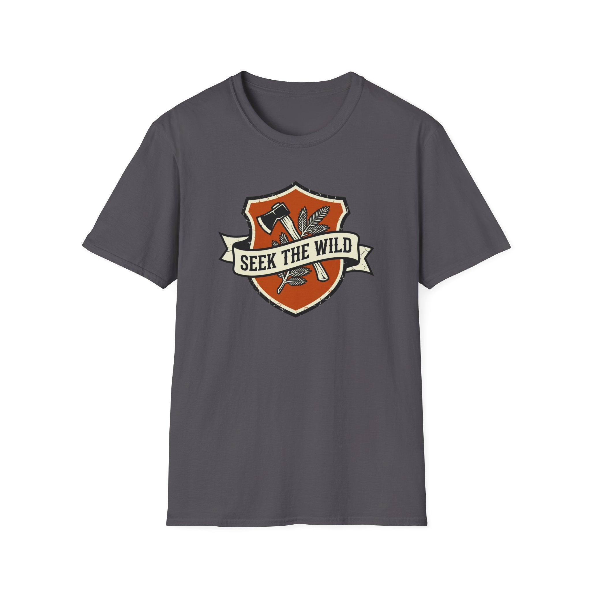 Seek The Wild emblem T-shirt | outdoor adventure badge design