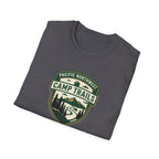 Camp Trails badge T-Shirt | Mountain camping logo, forest trail emblem