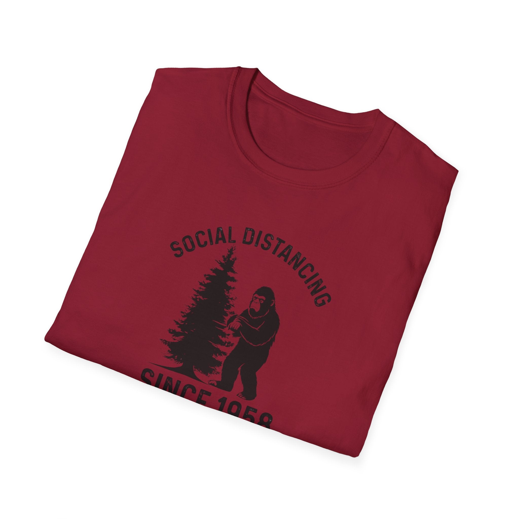 Social Distancing Since 1958 T-Shirt | Bigfoot Sasquatch Graphic
