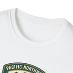 Camp Trails badge T-Shirt | Mountain camping logo, forest trail emblem