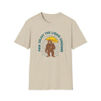 PNW Enjoy the Liquid Sunshine Bigfoot T-Shirt | Rain Umbrella Illustration