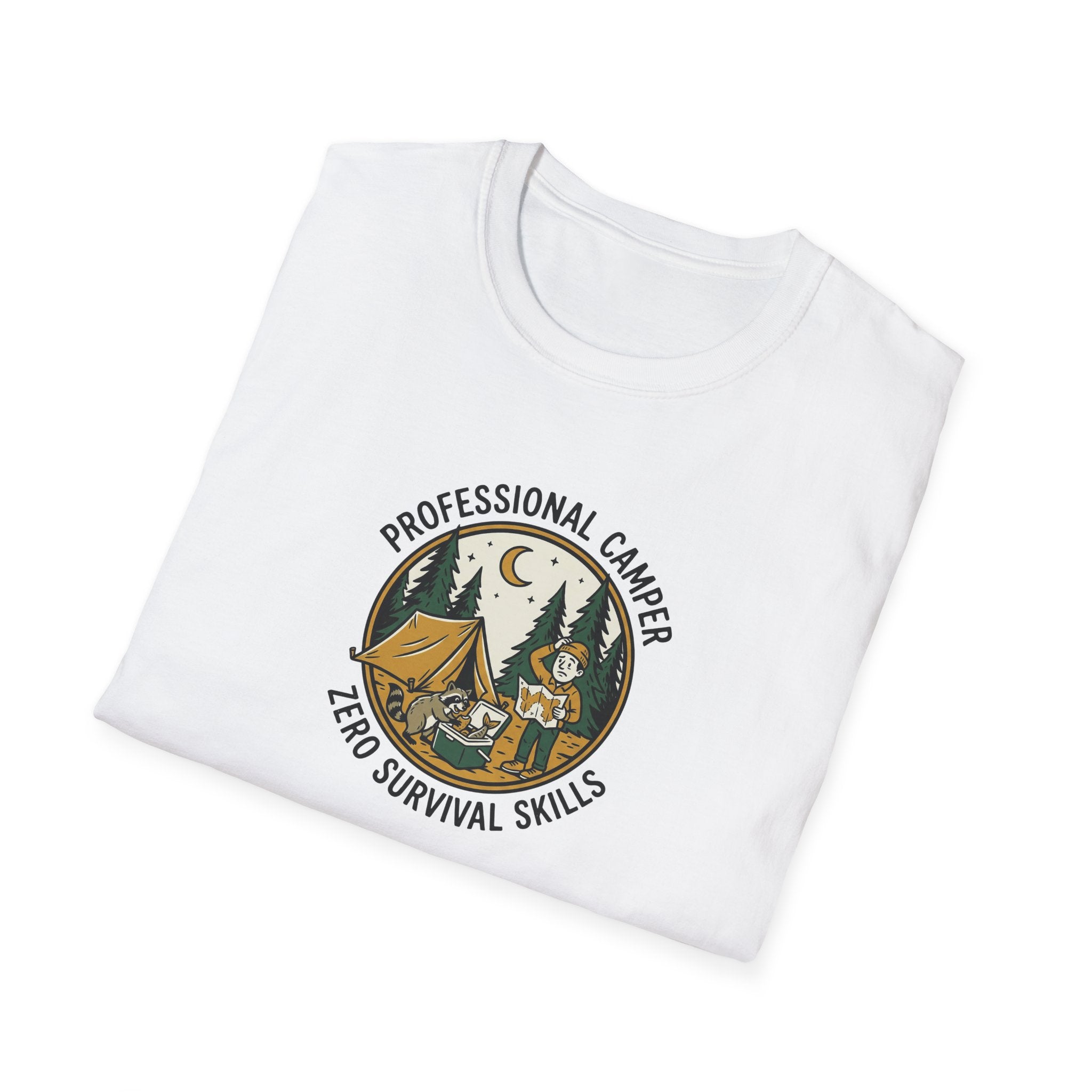 Professional Camper Zero Survival Skills T-Shirt | Camping Graphic Tee