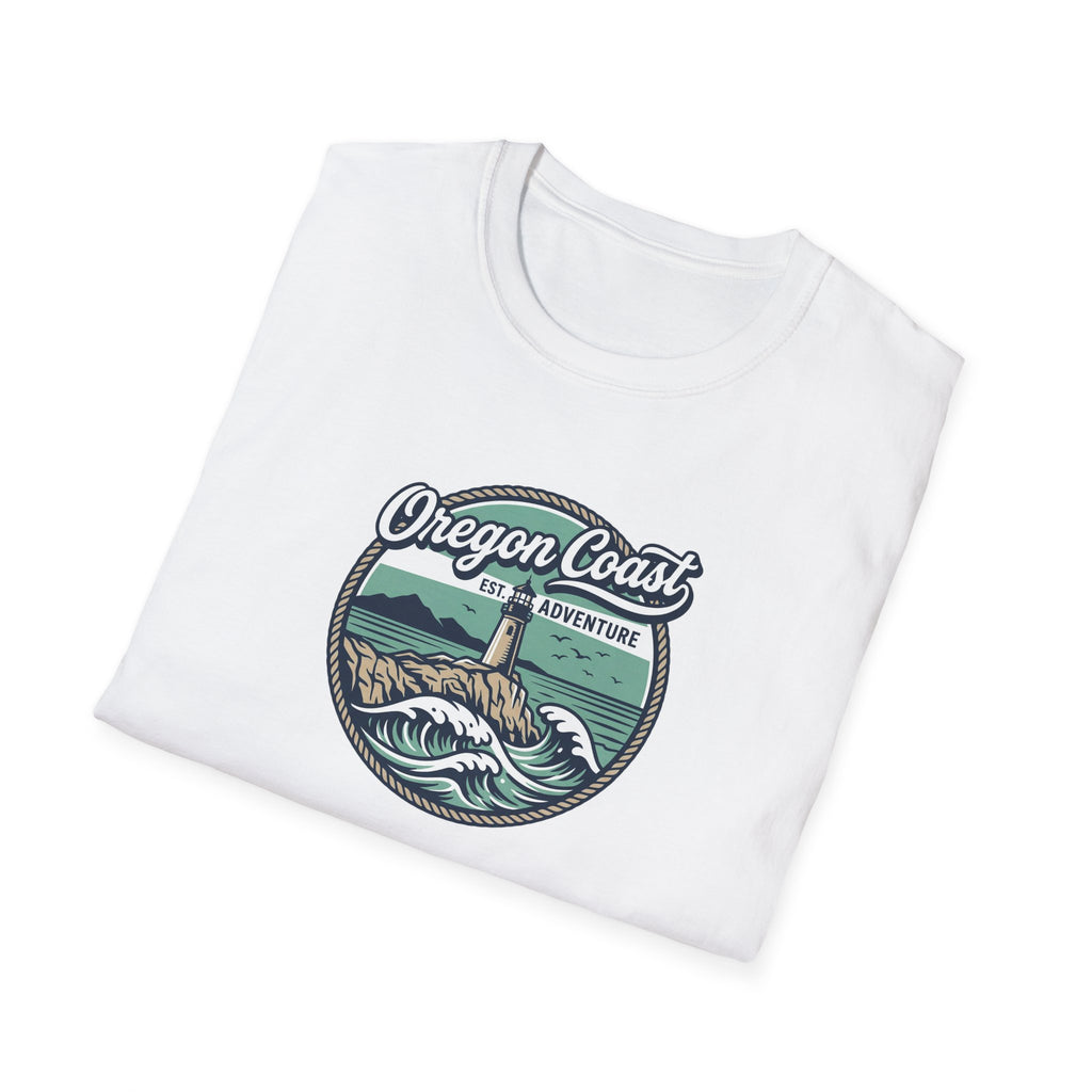 Oregon Coast Lighthouse Waves T-Shirt | Coastal Sunset Badge