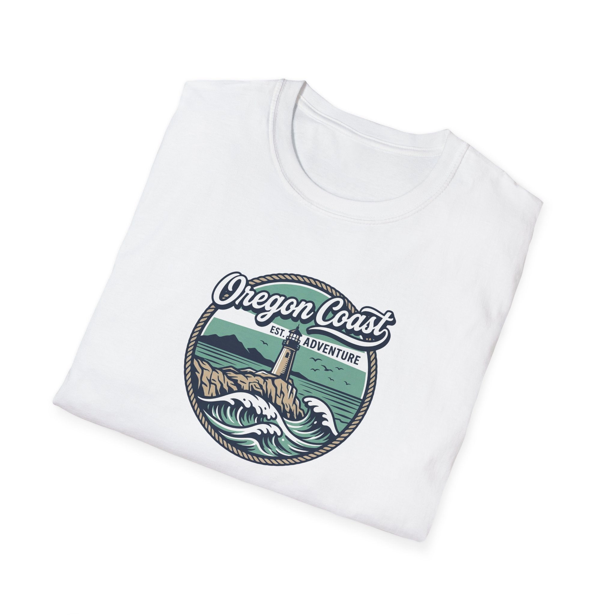 Oregon Coast Lighthouse Waves T-Shirt | Coastal Sunset Badge