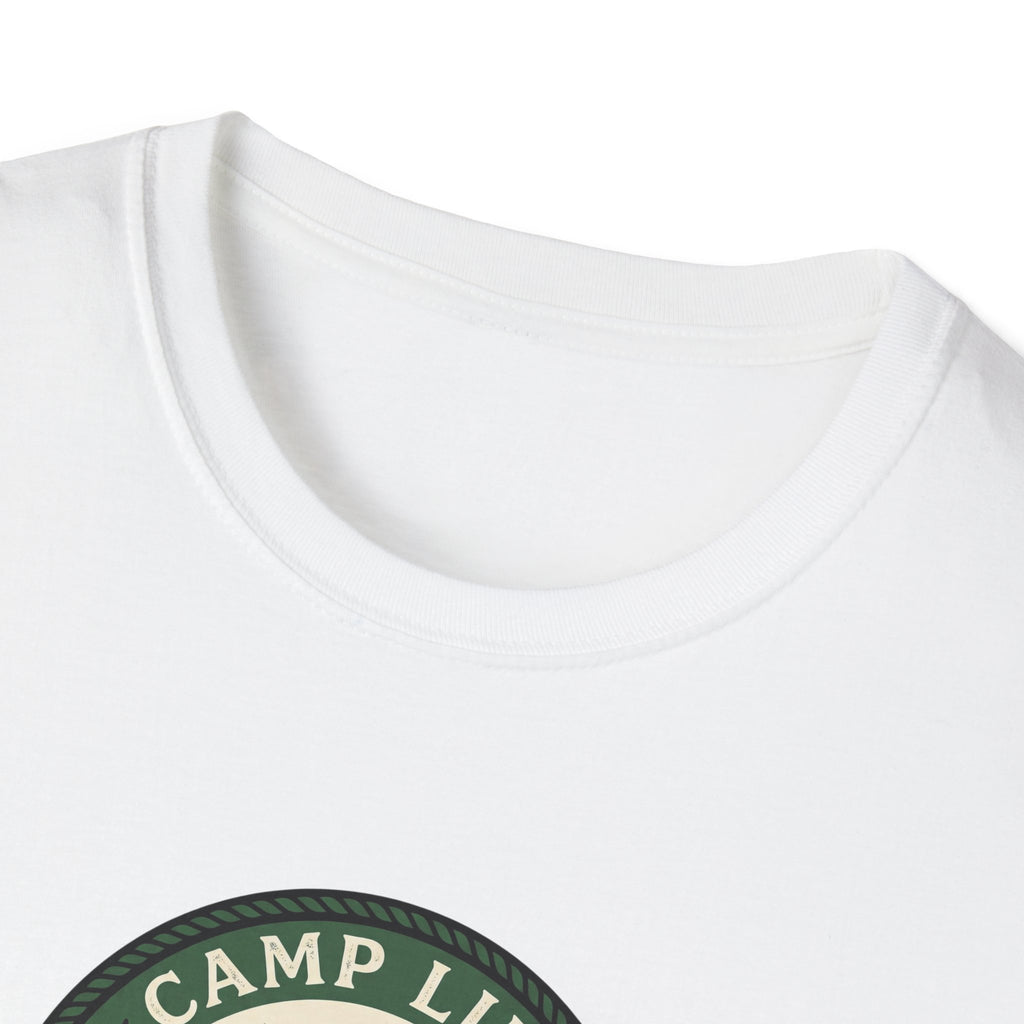 Camp Life Tent and Trees T-Shirt | Retro Outdoors Camper Badge