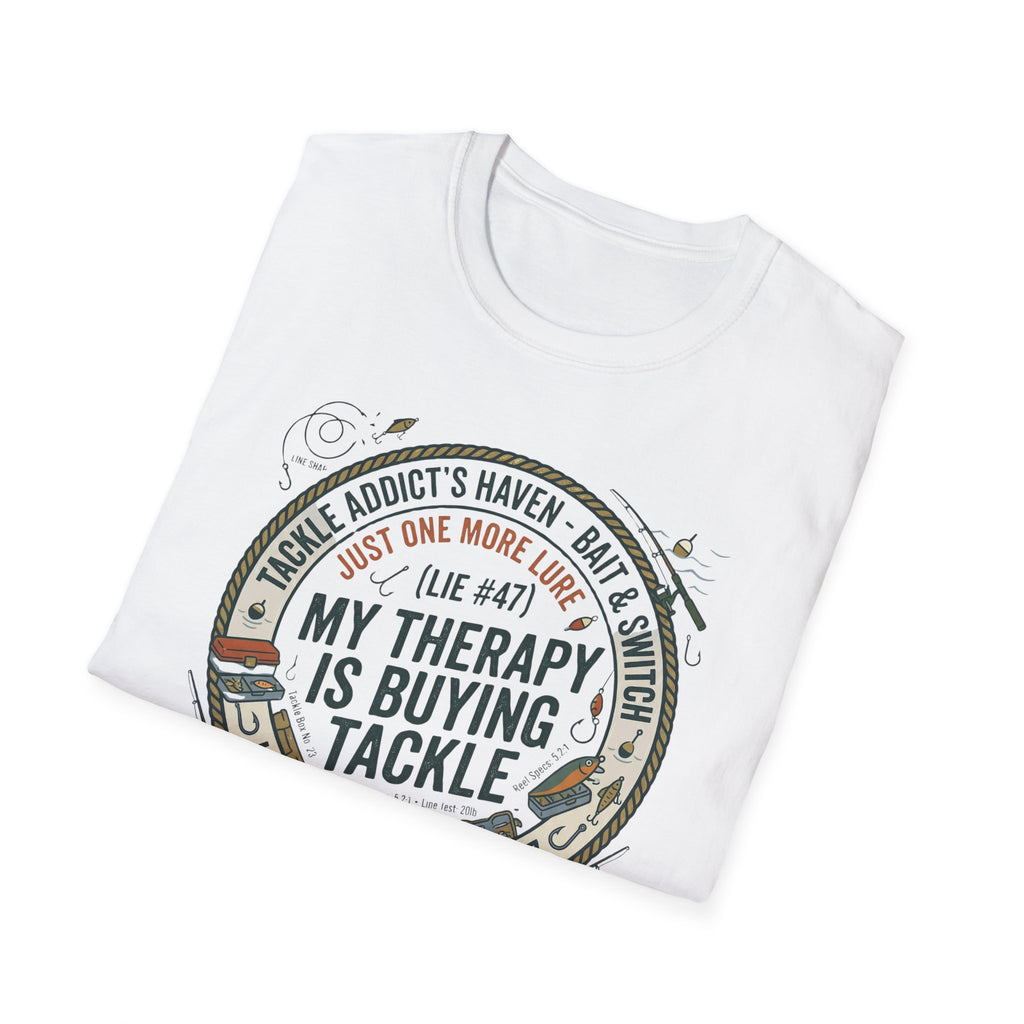 My Therapy Is Buying Tackle Fishing T-Shirt | Fishing Rod Reel Bait Angler Tee