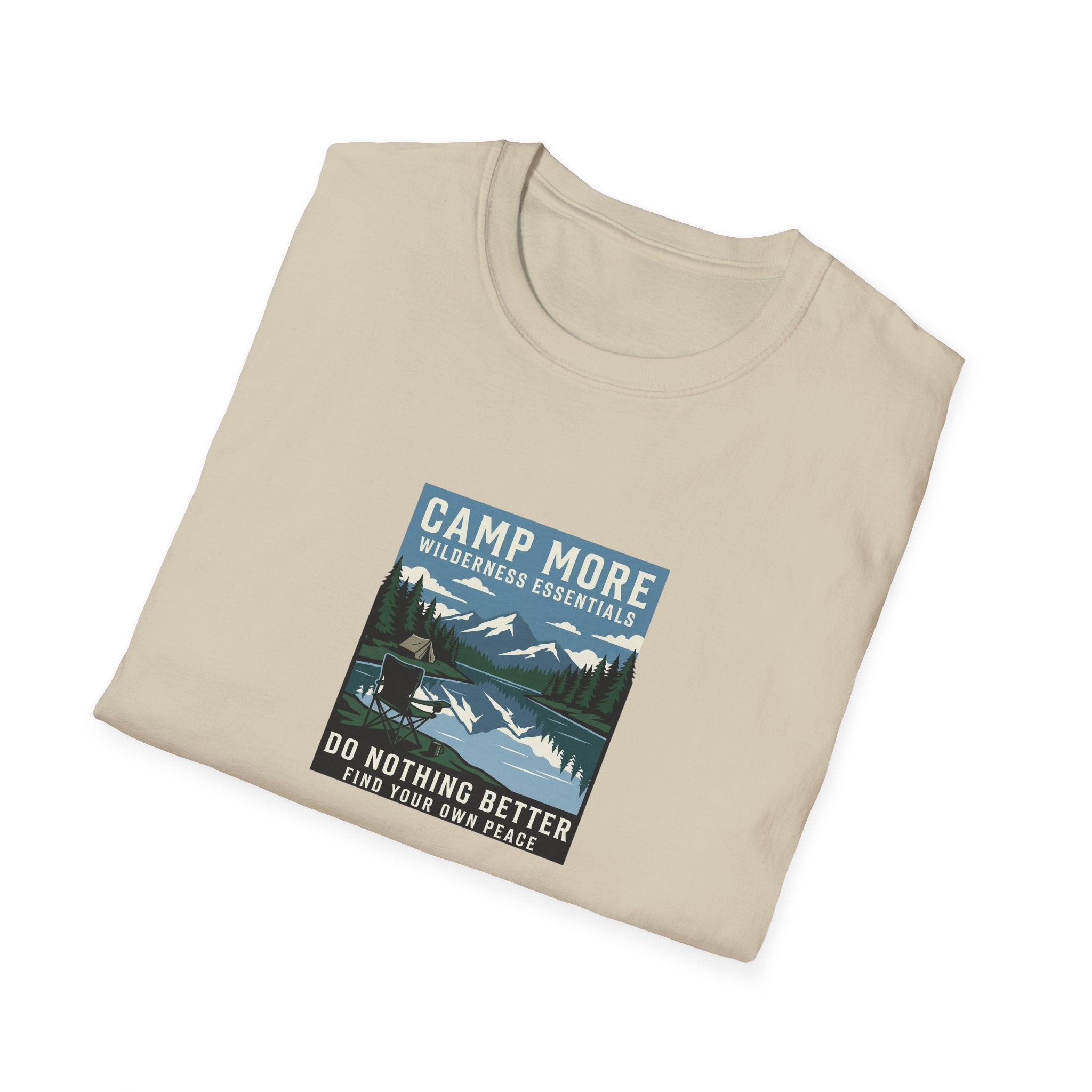 Camp More Wilderness Camping T-Shirt | Lake Mountain Poster Design