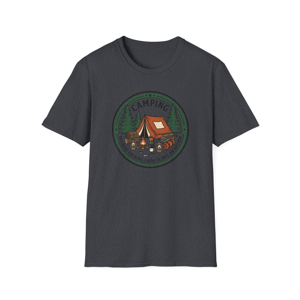Camping Campfire Tent Graphic T-Shirt | Outdoor Adventure Cabin Design