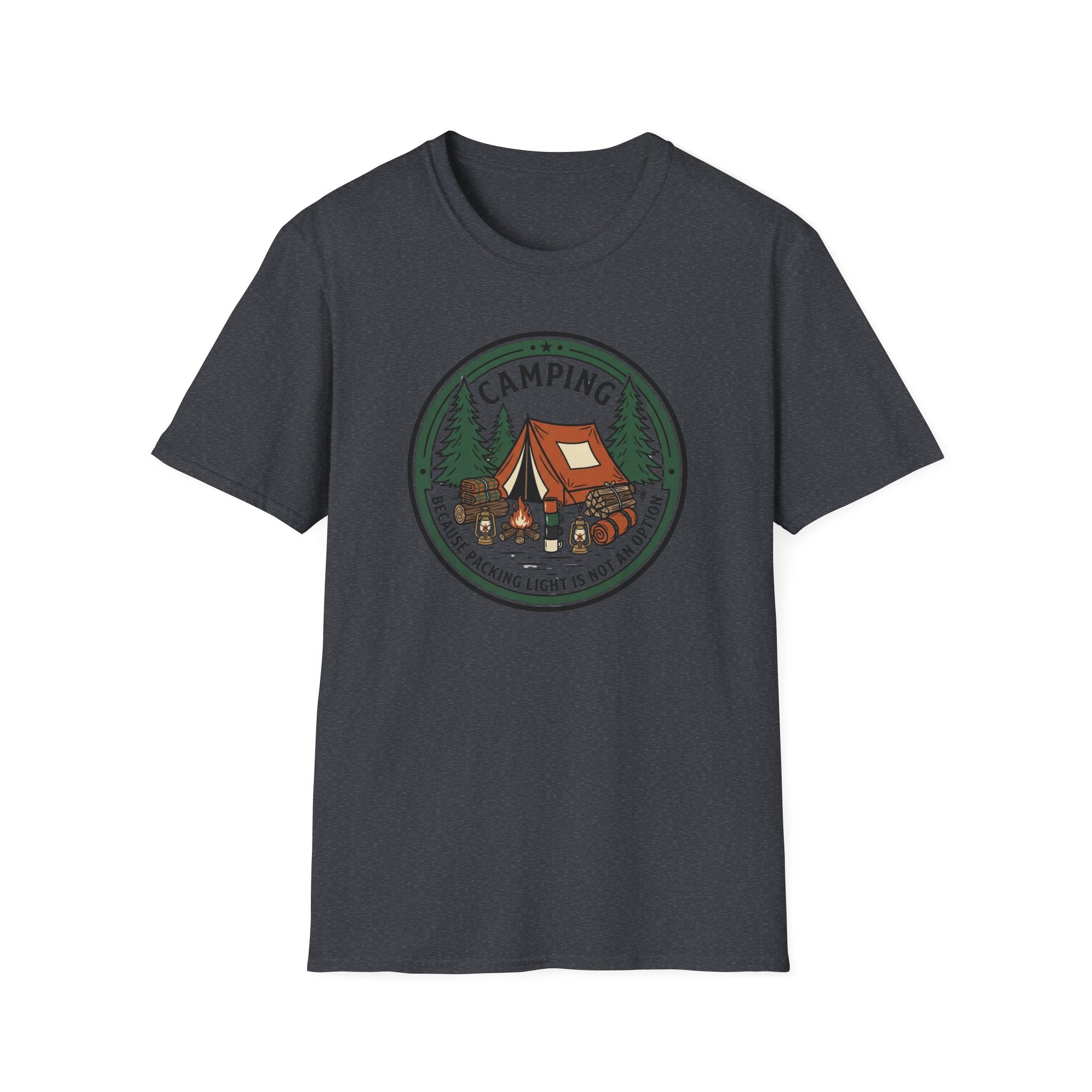 Camping Campfire Tent Graphic T-Shirt | Outdoor Adventure Cabin Design