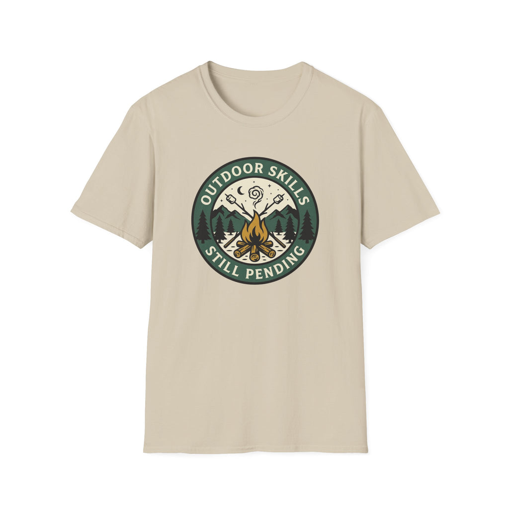 Outdoor Skills Still Pending T-Shirt | Camping Campfire Graphic Shirt