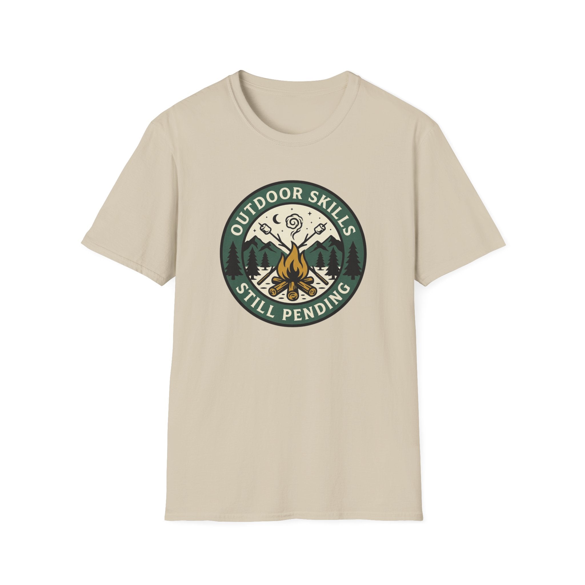 Outdoor Skills Still Pending T-Shirt | Camping Campfire Graphic Shirt