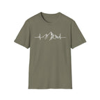 Mountain Heartbeat T-Shirt — Minimalist Mountain ECG Tee for Hikers & Outdoor Lovers