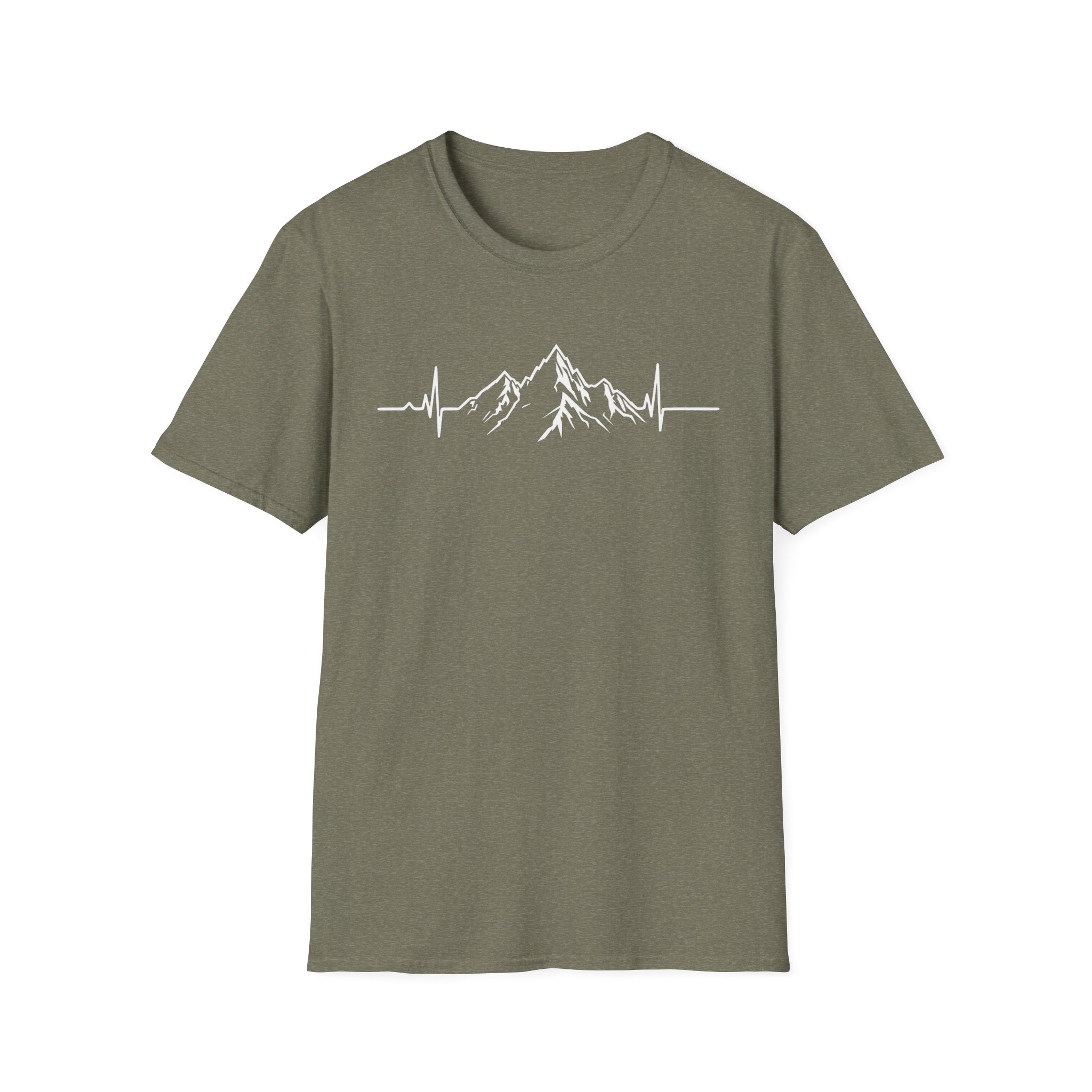 Mountain Heartbeat T-Shirt — Minimalist Mountain ECG Tee for Hikers & Outdoor Lovers