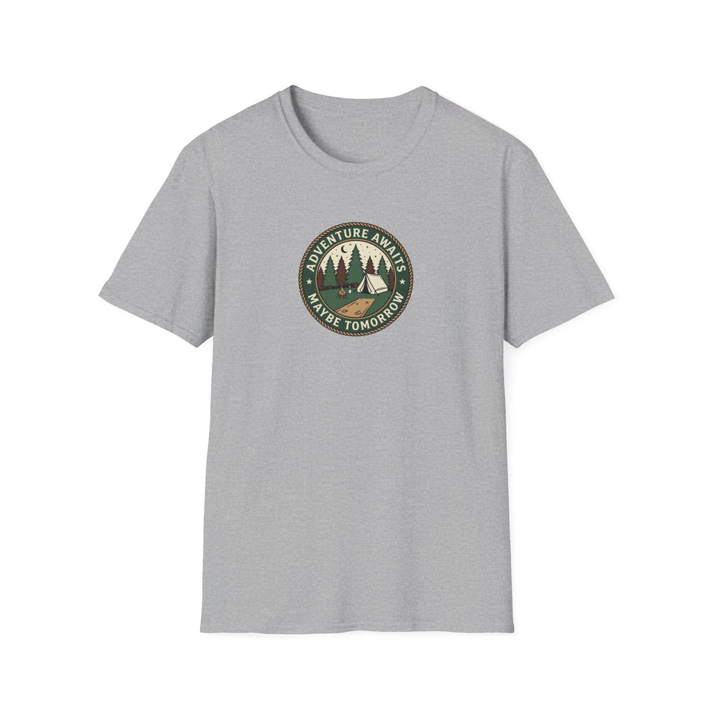 Adventure Awaits Maybe Tomorrow T-Shirt | Camping Patch Graphic