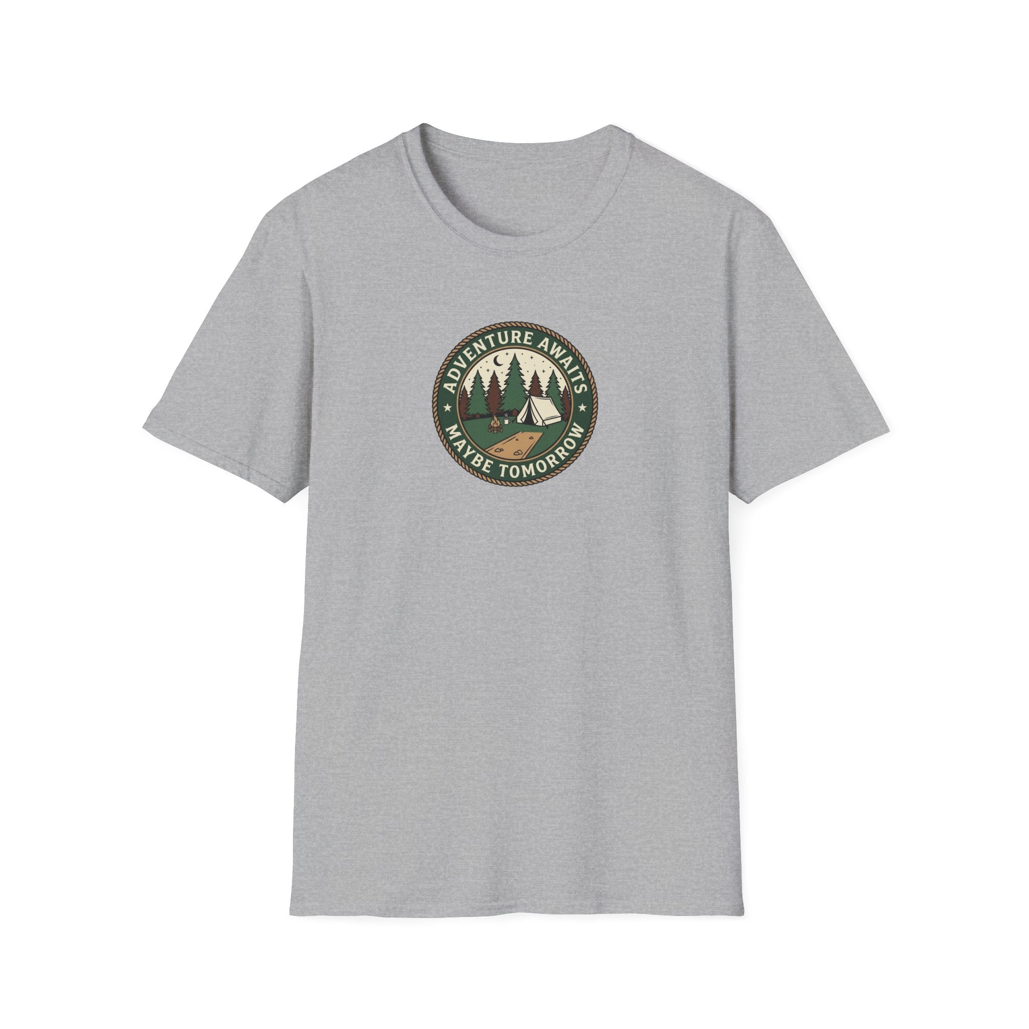 Adventure Awaits Maybe Tomorrow T-Shirt | Camping Patch Graphic