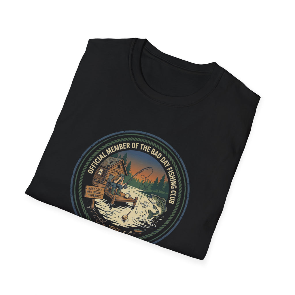 Retro Fishing Camp badge T-Shirt | Lake Sunset Outdoor Graphic