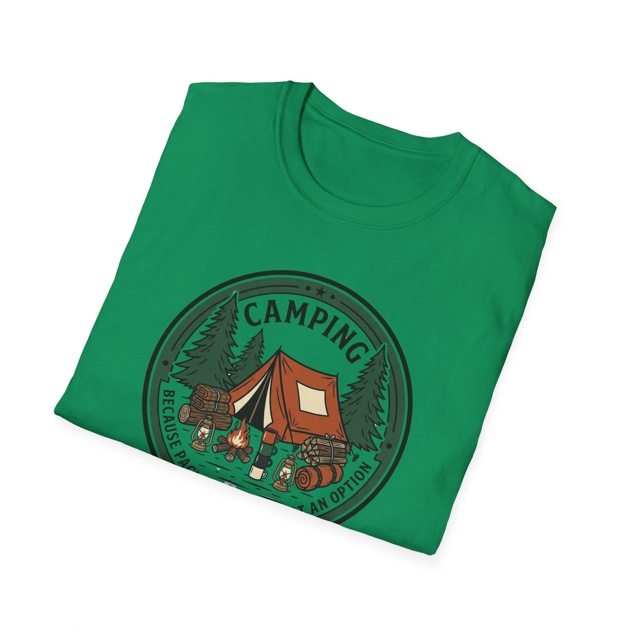 Camping Campfire Tent Graphic T-Shirt | Outdoor Adventure Cabin Design