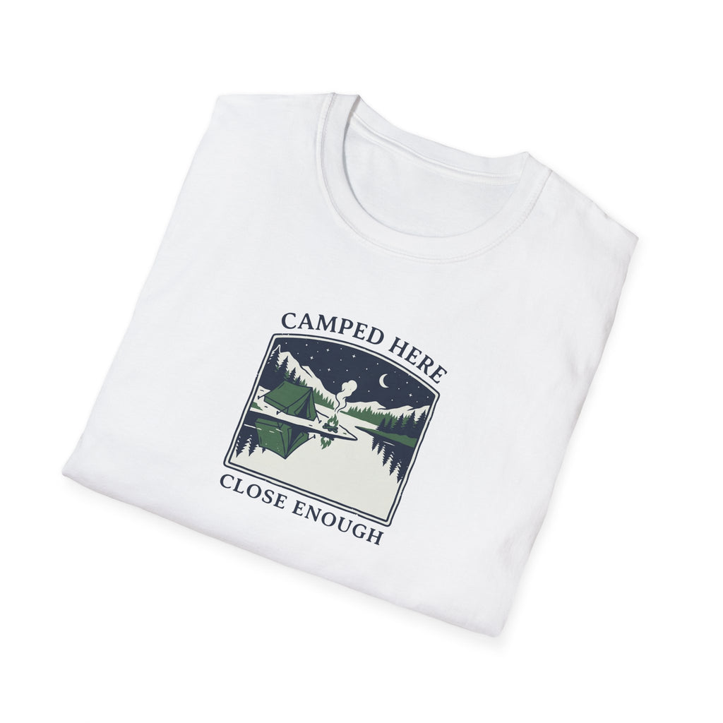 Camped Here Close Enough | T-Shirt, Canoe Lake Camping Graphic