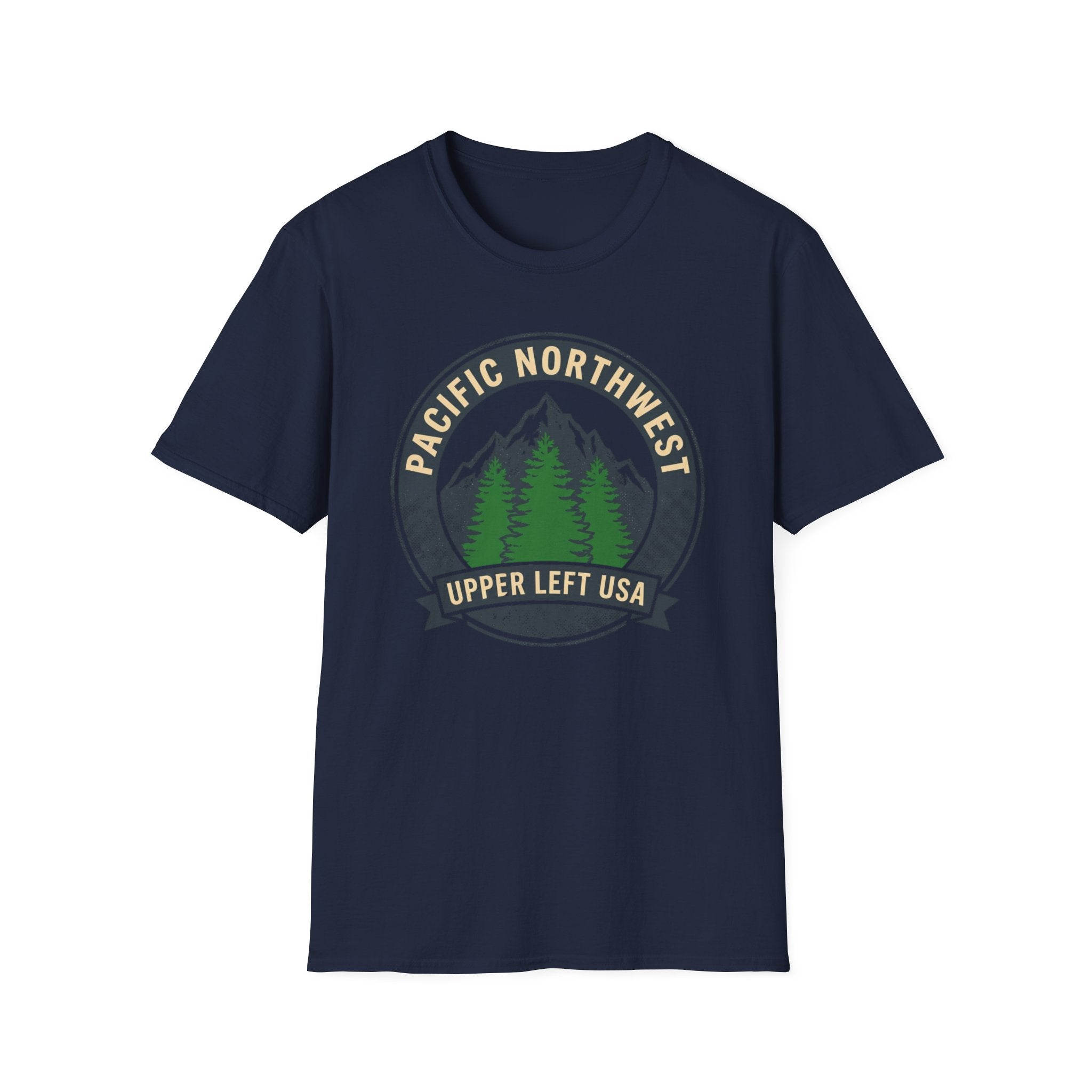Pacific Northwest Mountain Pines T-Shirt | Upper Left USA graphic