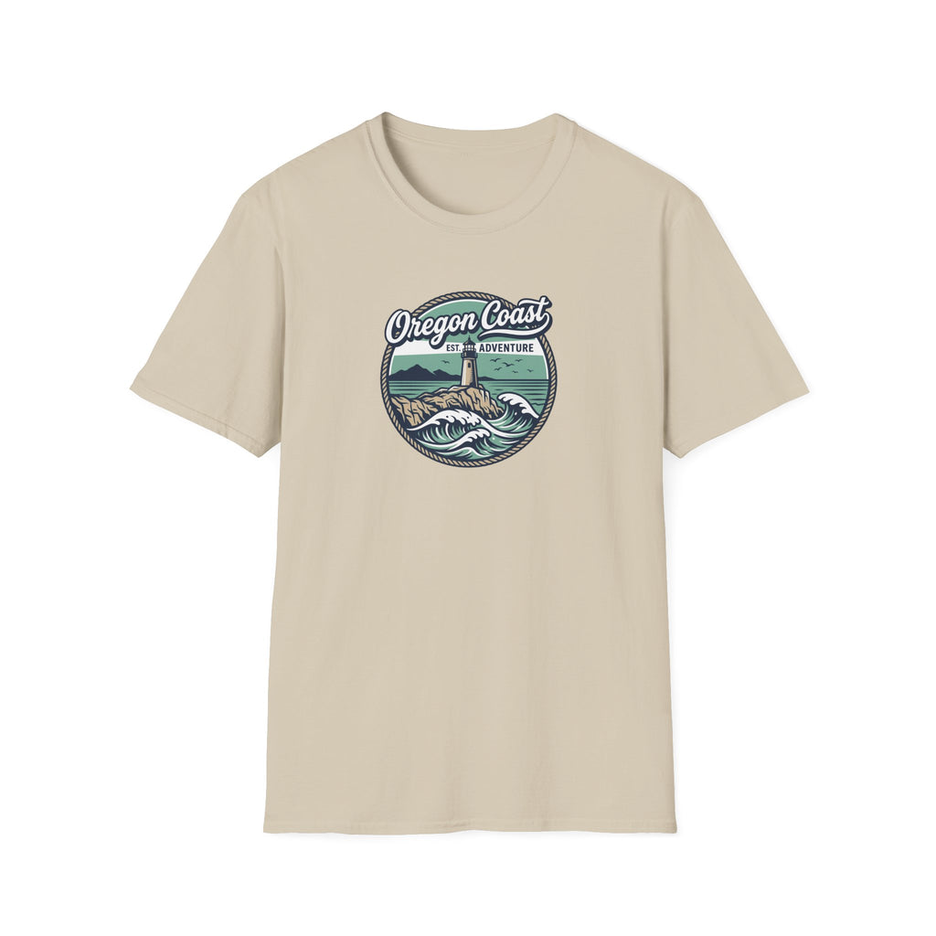 Oregon Coast Lighthouse Waves T-Shirt | Coastal Sunset Badge