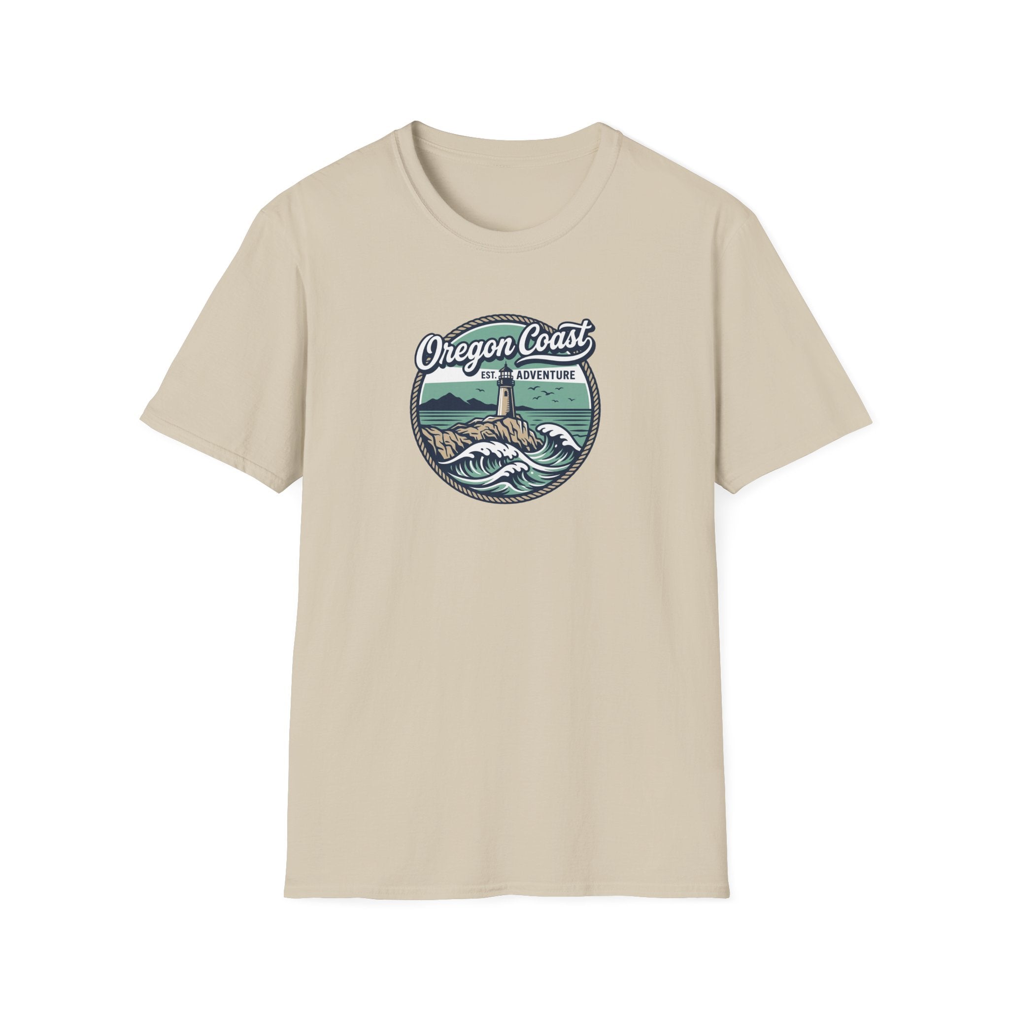 Oregon Coast Lighthouse Waves T-Shirt | Coastal Sunset Badge