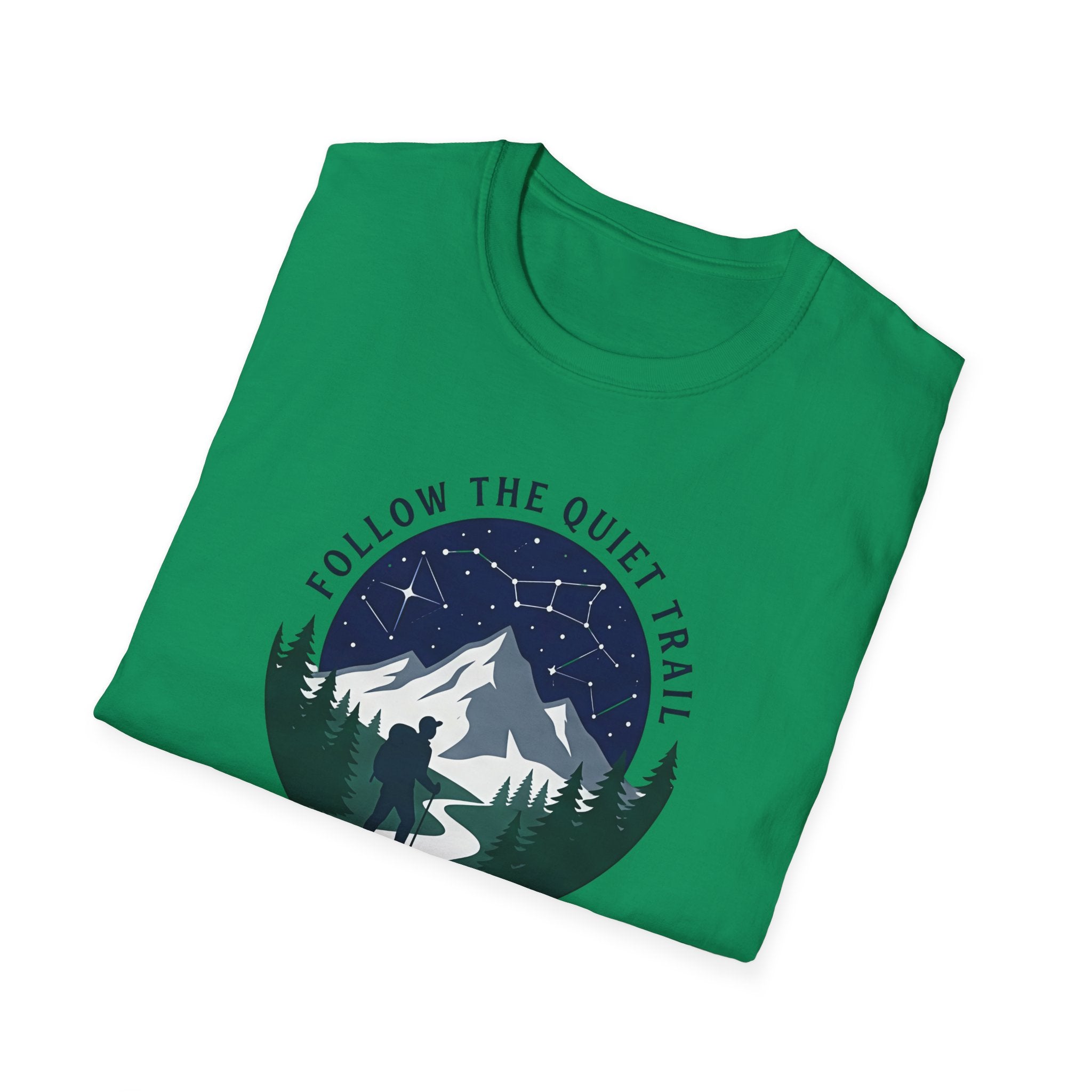 Follow The Quiet Trail Hiking T Shirt | Mountain Night Sky