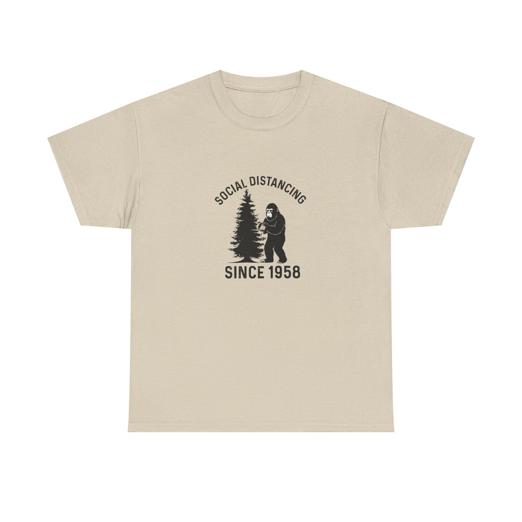 Bigfoot Social Distancing Since 1958 Tee | Sasquatch Forest Graphic Shirt
