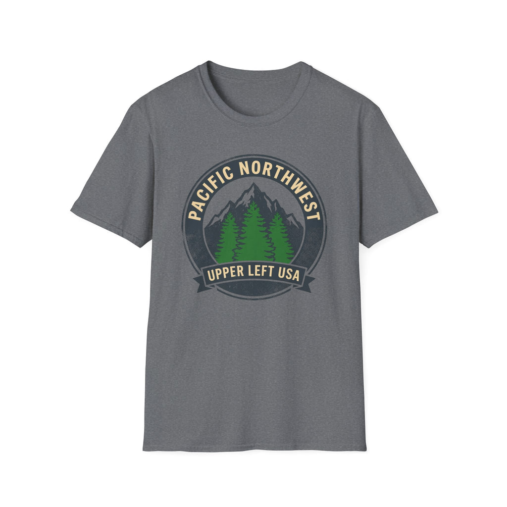 Pacific Northwest Mountain Pines T-Shirt | Upper Left USA graphic