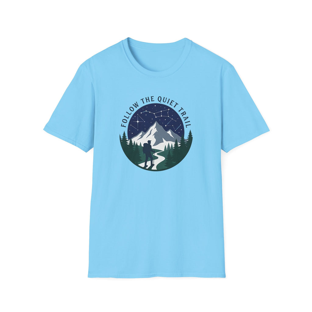 Follow The Quiet Trail Hiking T Shirt | Mountain Night Sky